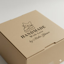 Süße Katze Handmade mit Liebe, großer Stempel