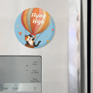 Süße Katze Heißluftballon Whimsical Art Magnet