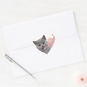Süße Katze Herz-Aufkleber
