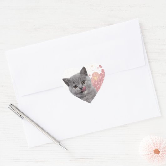 Süße Katze  Herz-Aufkleber (Umschlag)