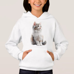 Süße Katze Illustration Mädchen Rollkragenpullover Hoodie
