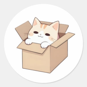Süße Katze in einer Box Kawaii Sticker Design