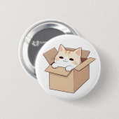 Süße Katze in einer Box Kawaii Sticker Design Button (Vorne & Hinten)