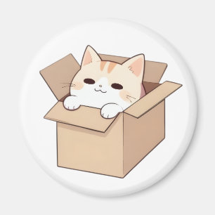 Süße Katze in einer Box Kawaii-Sticker-Design Magnet