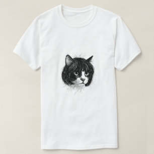 Süße Katze in einer Perücke (Stil 10) Feine Kunst T-Shirt