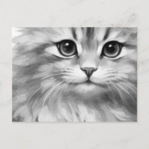 Süße Katze in Grautönen Postkarte