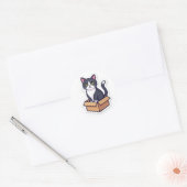 Süße Katze in Karton Aufkleber Lustige Katze (Umschlag)