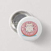Süße Katze in Kawaii-Donut-Design Button (Vorne & Hinten)