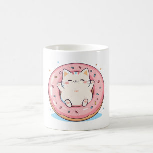 Süße Katze in Kawaii-Donut-Design Kaffeetasse