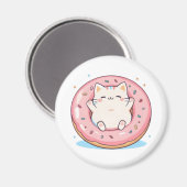 Süße Katze in Kawaii-Donut-Design Magnet (Vorderseite/Rückseite)