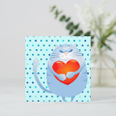 Süße Katze in Liebe, Einladung (Stehend Vorderseite)