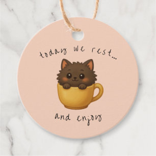Süße Katze in Tasse Geschenkanhänger   Gefallen Bo