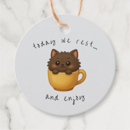 Süße Katze in Tasse Geschenkanhänger | Gefallen Bo