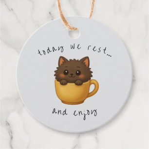 Süße Katze in Tasse Geschenkanhänger   Gefallen Bo