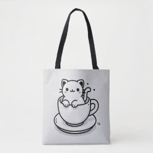Süße Katze in Teetasse Einkaufstasche Tasche