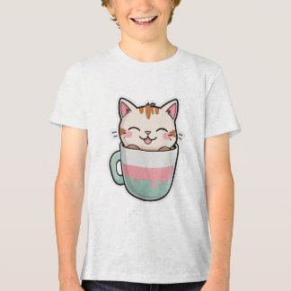 Süße Katze in Teetasse Kawaii Katzen Kaffee Liebha Tri-Blend Shirt