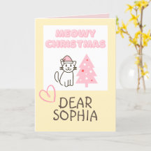 Süße Katze in Weihnachtsmannmütze & Baum Frohe Wei