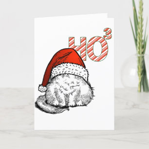 Süße Katze in Weihnachtsmannmütze Ho hoch drei (Ho Feiertagskarte