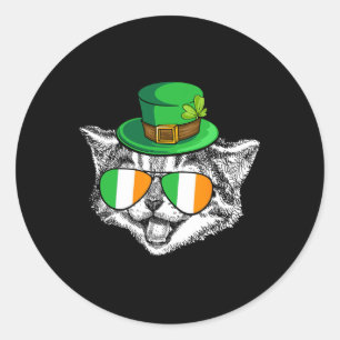 Süße Katze Irische Flagge St. Patricks Tag Irland Runder Aufkleber