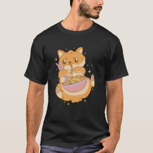 Süße Katze isst Ramen Kawaii Food Lover Art Lange  T-Shirt