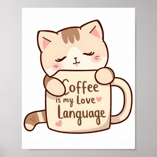 Süße Katze Kaffee Liebessprache Poster (Vorne)