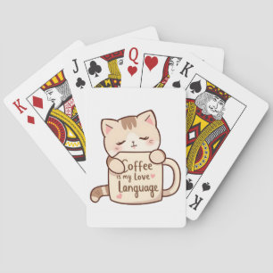 Süße Katze Kaffee Liebessprache Spielkarten
