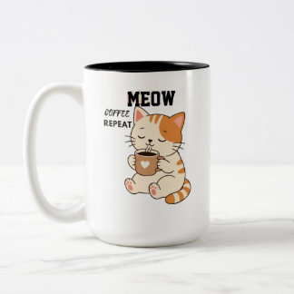 Süße Katze Kaffee Wiederholung Tasse – Lustige ver