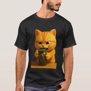 Süße Katze kämpft mit Glas, bezaubernd animiertes  T-Shirt