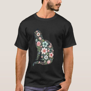 Süße Katze Kätzchen Blumen Floral T-Shirt