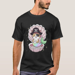 Süße Katze Kätzchen Meerjungfrau Pirat Halloween-P T-Shirt