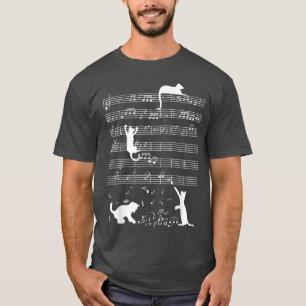 Süße Katze Kätzchen spielt Musiknote Lustiger Note T-Shirt