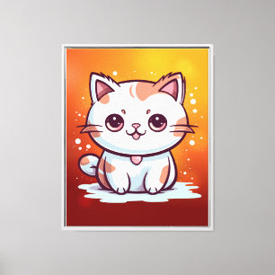 Süße Katze Kawaii Stil Clipart Leinwanddruck