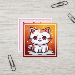 Süße Katze Kawaii Stil Clipart Quadratische Visitenkarte