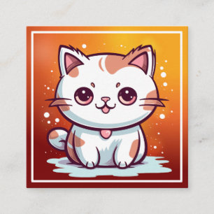 Süße Katze Kawaii Stil Clipart Telefonnummerkarte