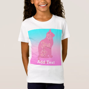 Süße Katze Kirschblüten-Blume Sakura Mädchen T-Shirt