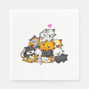 Süße Katze Kitty Haufen Katzen Anime Kawaii Neko G Serviette