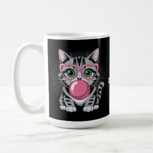 Süße Katze Kitty isst Kaugummi und macht lustige B Kaffeetasse