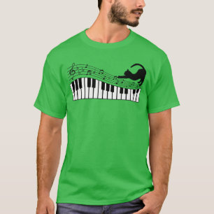 Süße Katze Kitty spielt Klavier Notenschlüssel Pia T-Shirt