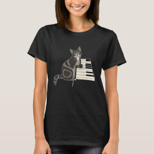 Süße Katze Kitty spielt Musik Klavier Musiker Katz T-Shirt