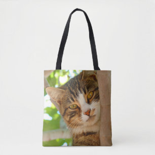 Süße Katze klettert auf einen Baum Tasche
