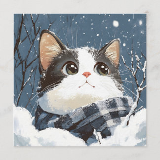 Süße Katze kuscheliger Winter Schnee Einladung