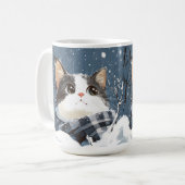 Süße Katze kuscheliger Winterschnee Kaffeetasse (Vorderseite Links)