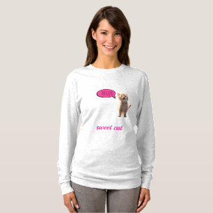 Süße Katze Langarmshirt T-Shirt
