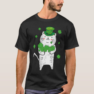 Süße Katze Leprechaun Patricks Tag Shamrock C Iris T-Shirt