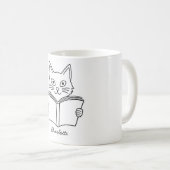 Süße Katze liest Buch Kaffeetasse (VorderseiteRechts)