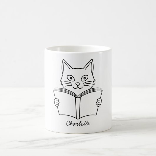 Süße Katze liest Buch Kaffeetasse (Mittel)