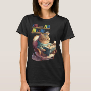 Süße Katze liest Buch Katzen Bücherwürmer lesen T-Shirt