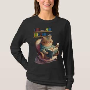 Süße Katze liest Buch Katzen Bücherwürmer Lesen T-Shirt