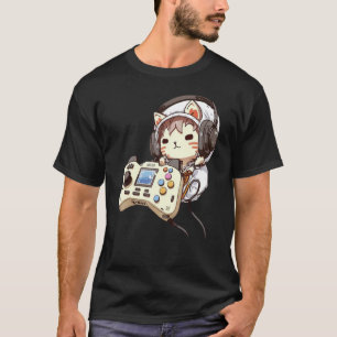 Süße Katze Lustiger Gaming-Headset-Controller Game T-Shirt