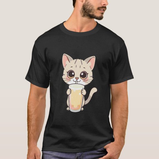 Süße Katze mag Bubble Tea T-Shirt (Vorderseite)